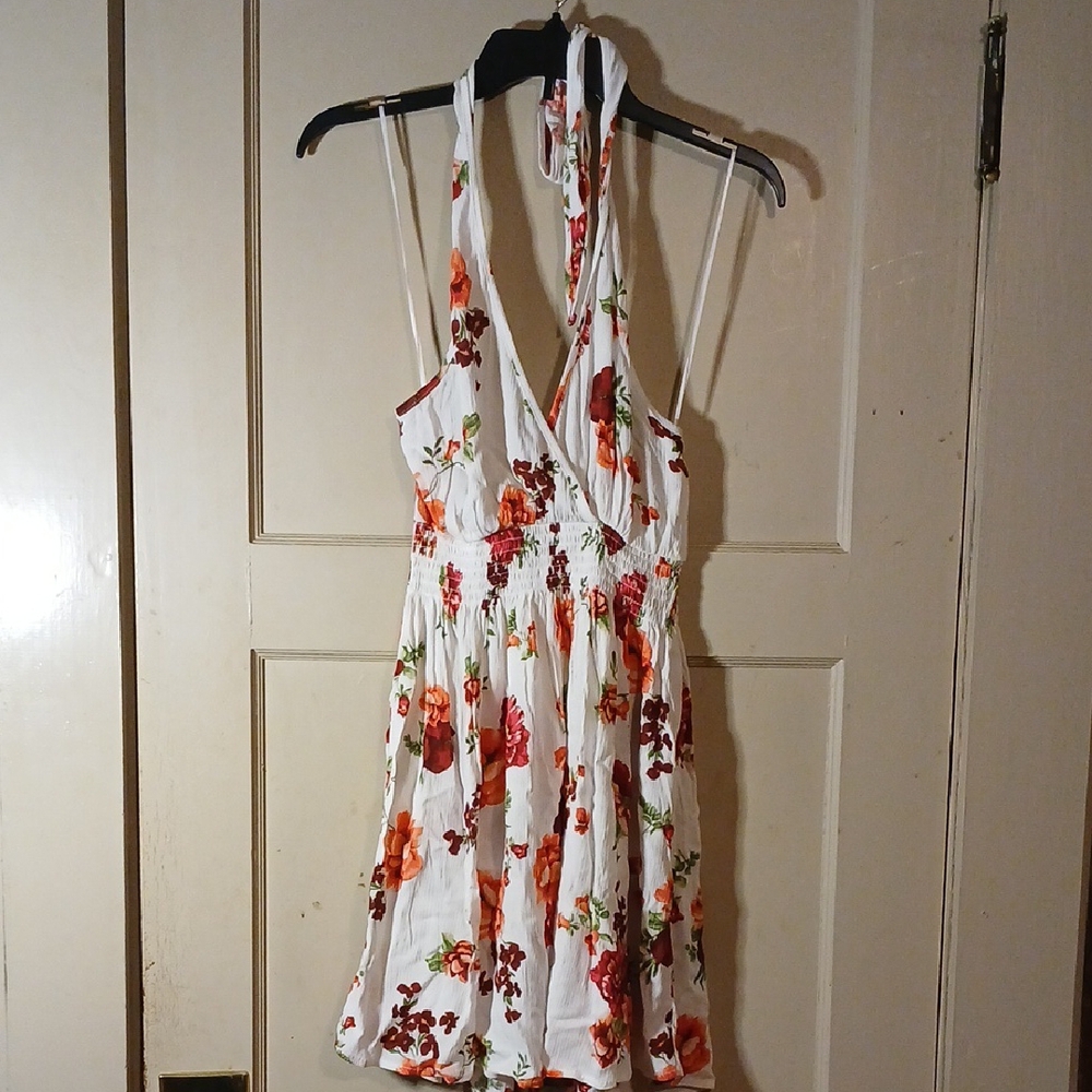 Ambiance Floral Print Dress with Red and Green Accents